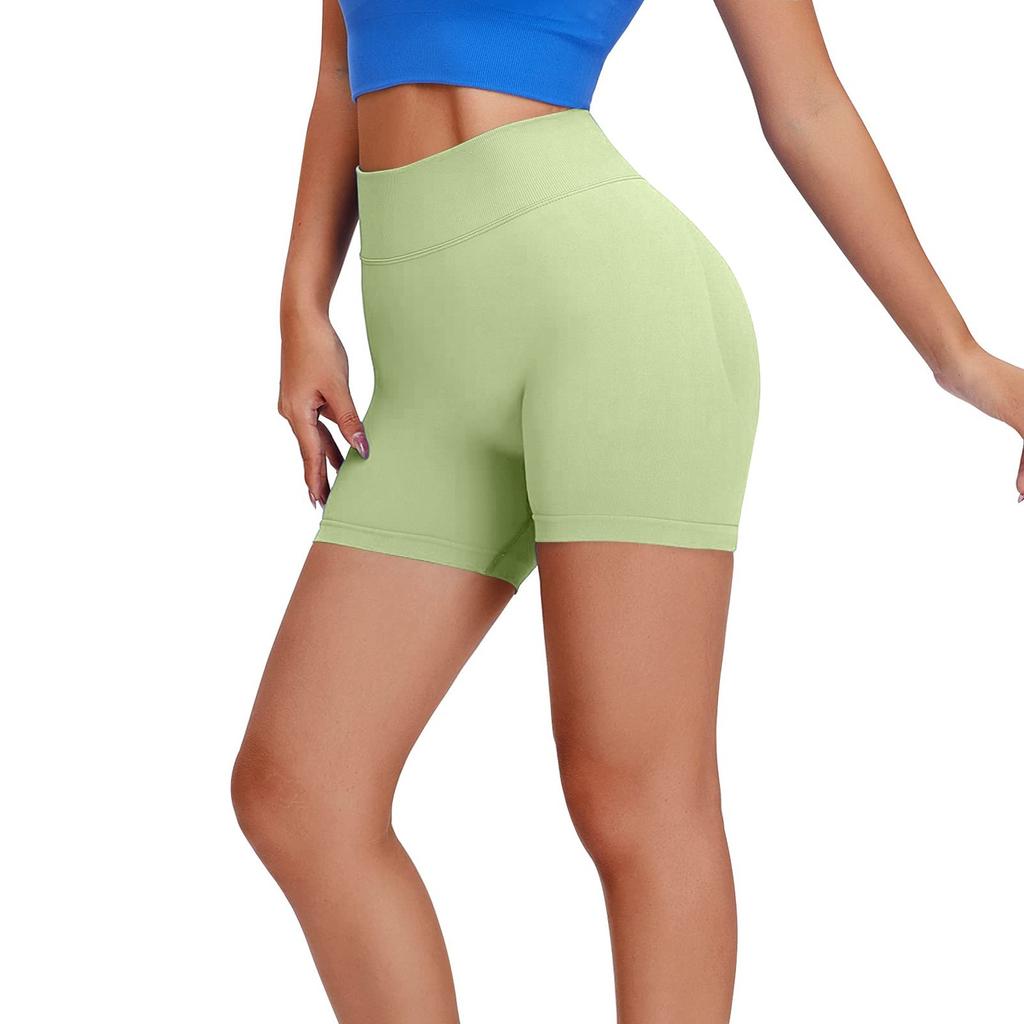 Pantalones Cortos Deportivos Levanta Glúteos para Mujer Cintura Alta Sin Costuras Gimnasio Yoga Booty Shorts