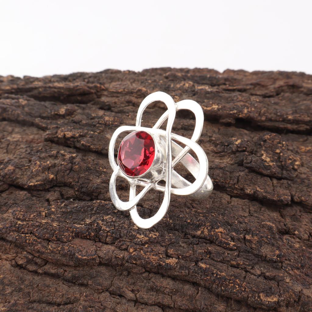 Pink Rubellite Gemstone Jewelry, 925 Sterling Silver Ring, Handmade Charming Earring, Bohemian Rubellite Ring For Grandma Gift