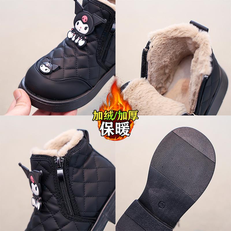Girls Winter Snow Boots Fleece Lined Warm Cotton Shoes for Toddler Kids