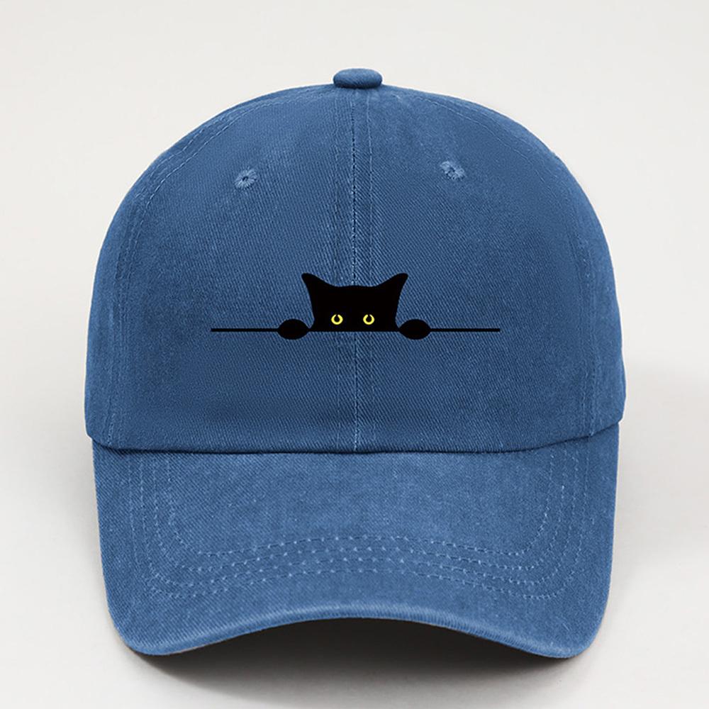 cute black cat printed baseball cap for Unisex and Women washable casual outdoor caps breathable for summer student sun hat