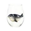 Clear Glass Cups for Party Stemless Wine Glasses with Marine Animal Pattern, 420ml Capacity, High Borosilicate Creative Gift Friends Cup, Round