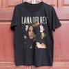 HOT! Lana Del Rey Floral Portrait Unisex Black Cotton T-Shirt Size S-5XL