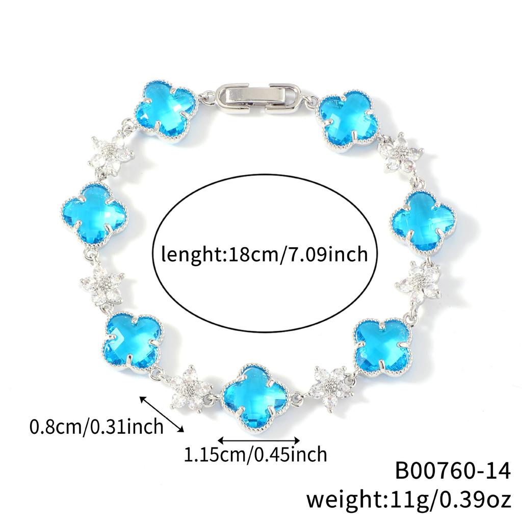 Classic and Fashionable Women's Brass Bracelets Luxury Zircon Four-leaf Clover Copper Jewelry