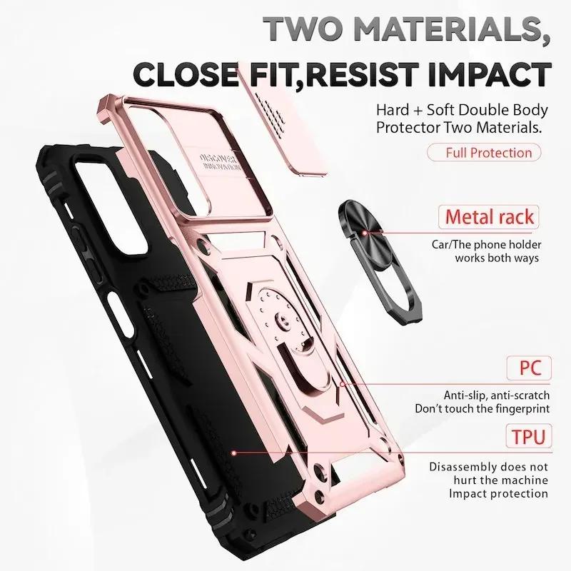 Armor Ring Bracket Push Phone Cases for Redmi 12 11 10 9 8 Pro Ma 9S Prime Poco X3 NFC X4 M4 12C 4G 5G 11 11T Cover