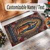 Virgin Mary Theme Crystal Velvet Rug Personalized Custom Name Text Soft Floor Mat Home Decor