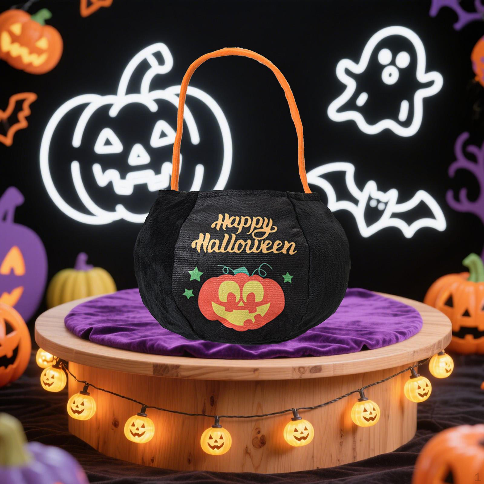 

Halloween Candy Bag Goody Bucket Reusable Treat Decoration for Birthday Party Style D