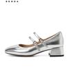 SENDA Retro Mary Jane Women's Casual Chunky Heel Flats