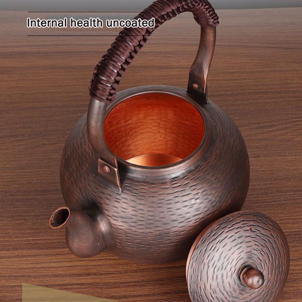 Chinese Style Red Copper Kettle, High-Capacity Boiling Tea Pot, Handmade Thickened Copper Pot For Brewing Tea, Health Tea Set
