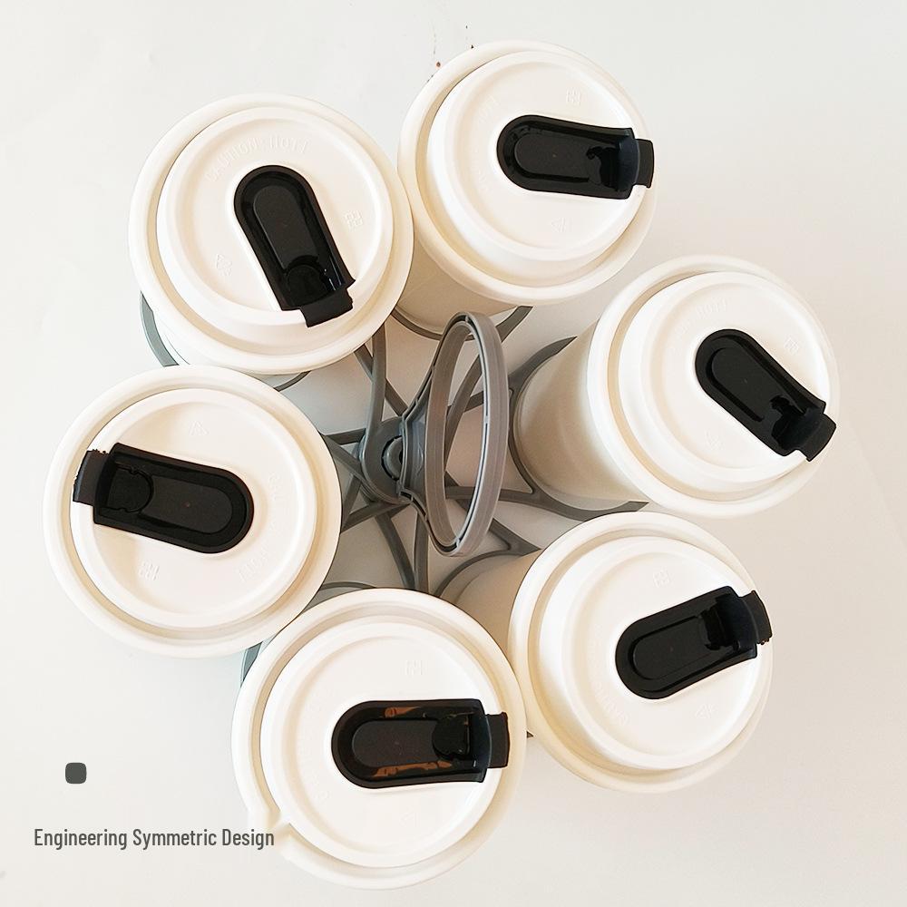 Foldable Rotating Cup Holder for Coffee, Wine, or Cocktail Glasses - Creative Petal Shape, Multifunctional Handle & Carrier