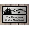 Custom Personalized Metal Address Sign Aluminum House Number Plaque with Deer Mountain Design for Home Decor Gift