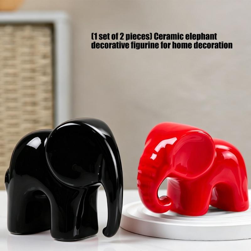 Ceramic Elephant Figurine Elephant Statues Animal Sculptures Collectibles Table Ornament for Home Office Decorations