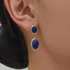 Orecchini a Pendente Ovali Geometrici Placcati Oro 18K con Pietra di Vetro Sfaccettata