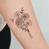 Premium Sense Small Fresh Simple Roses Daisies Bees Bouquet Tattoo Stickers