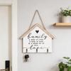 House-shaped Key Rack Wall Wooden Key Holder with 3 Hooks Decorative Key Organizer Mail Rack with Shelves for Entryway Kitchen