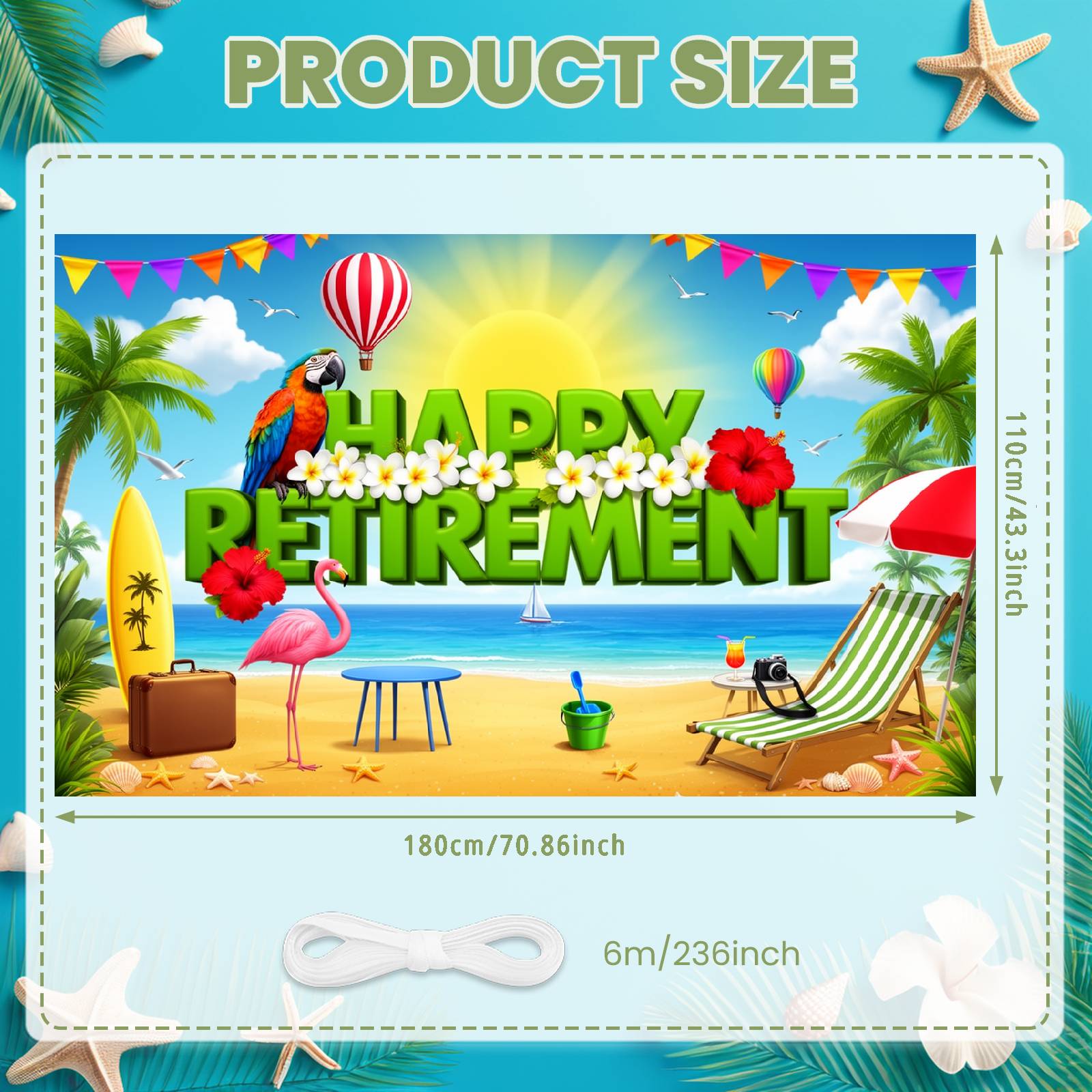 Seaside Retirement Display Parrot Pattern Retirement Celebration Banner Retirement Party Banner Flamingo For Photo Shoot