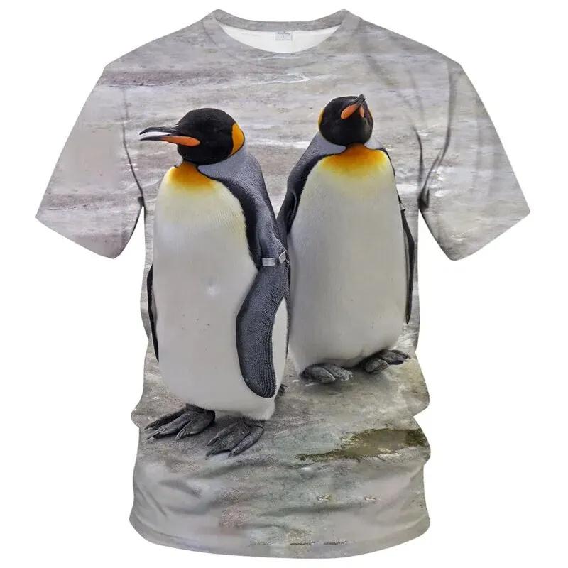 3D Printed Cute Penguin T Shirt For Men Women Animal Pattern T-Shirts Fashion Street Oversized Short Sleeve O-Neck Tees Tops