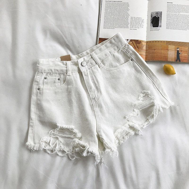 Women Summer Fashion Sexy Denim Shorts High Waist Ripped Loose Wide Leg Jean Short Pants