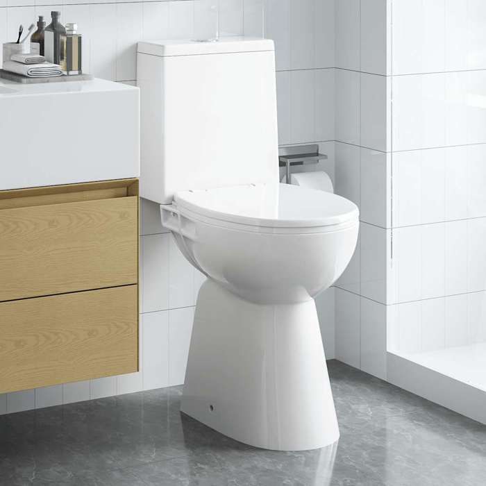 VidaXL Toilette Haute sans Bord avec Fermeture Douce Cuvette WC Siège de Toilette Salle de Bain Maison Intérieur 7 cm 145779