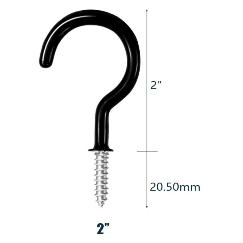 10PCS crochet de plafond panier à fleurs vis à vis pour tasse crochet point d'interrogation à visser auto-perceuse crochet pour lampe noir et blanc crochet pour tasse en plastique trempé