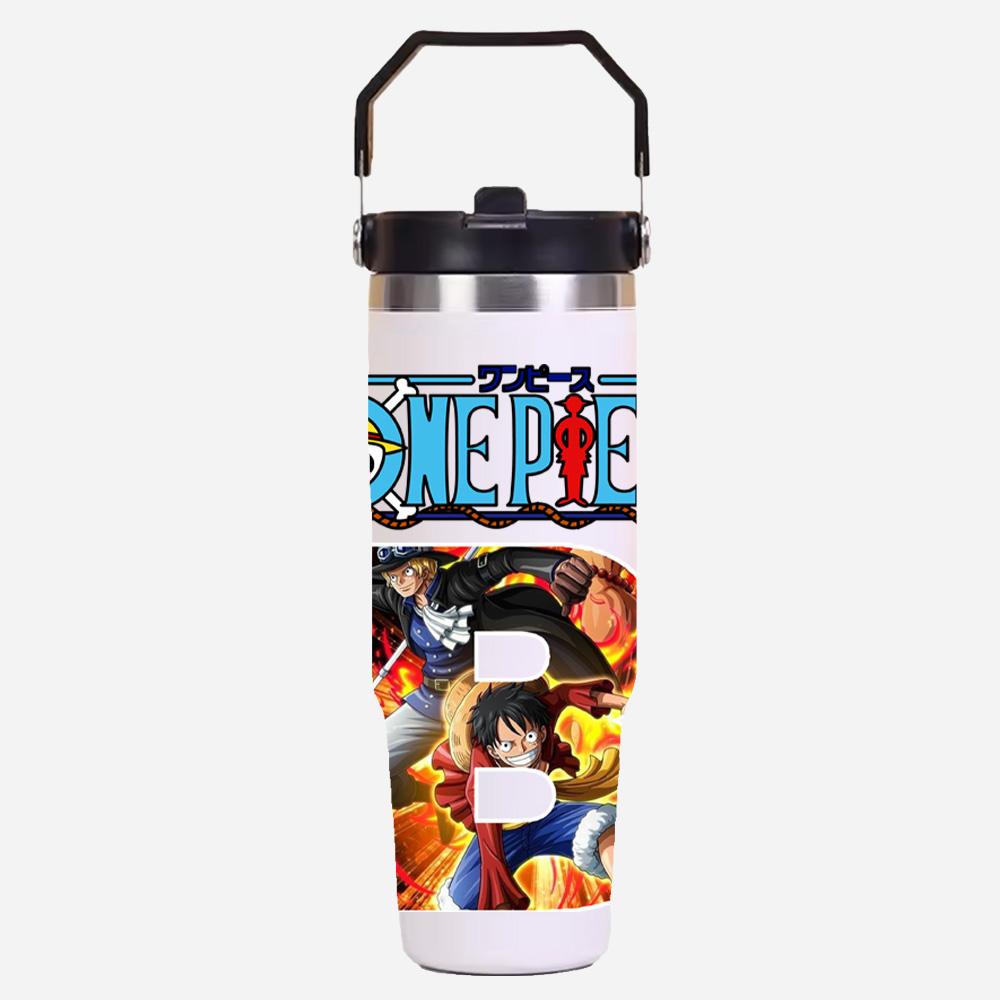 30oz Anime A-Z English Letter Printed Simple Solid Color Stainless Steel Thermos Water Cup Thermal Insulation Cold Ice Cup