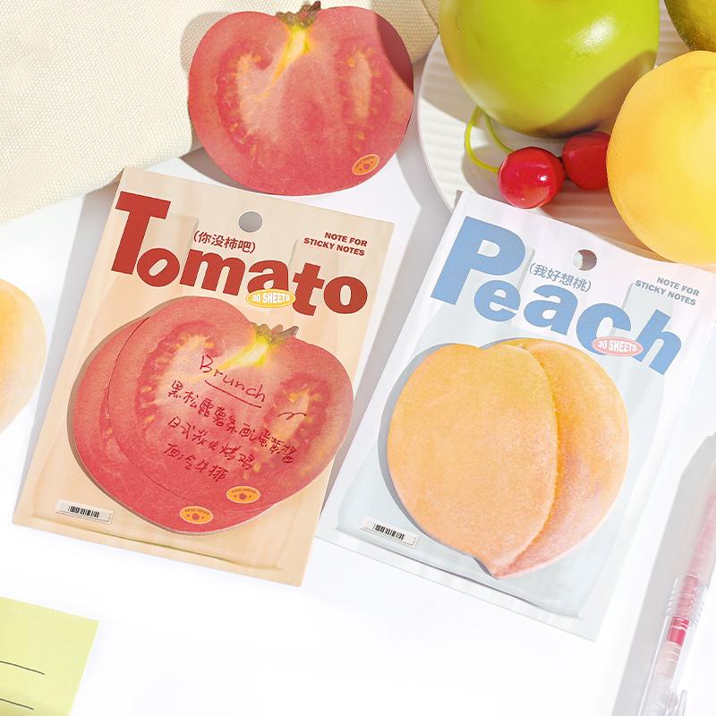 30pcs Kawaii Fruit and Vegetable Message Convenience Sticker Creative Student Stationery Notes DIY Scrapbook Decoration