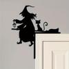 Black Halloween Witch Pumpkin Door Corner Witch Shaped Halloween Home Decor  Outdoor Yard