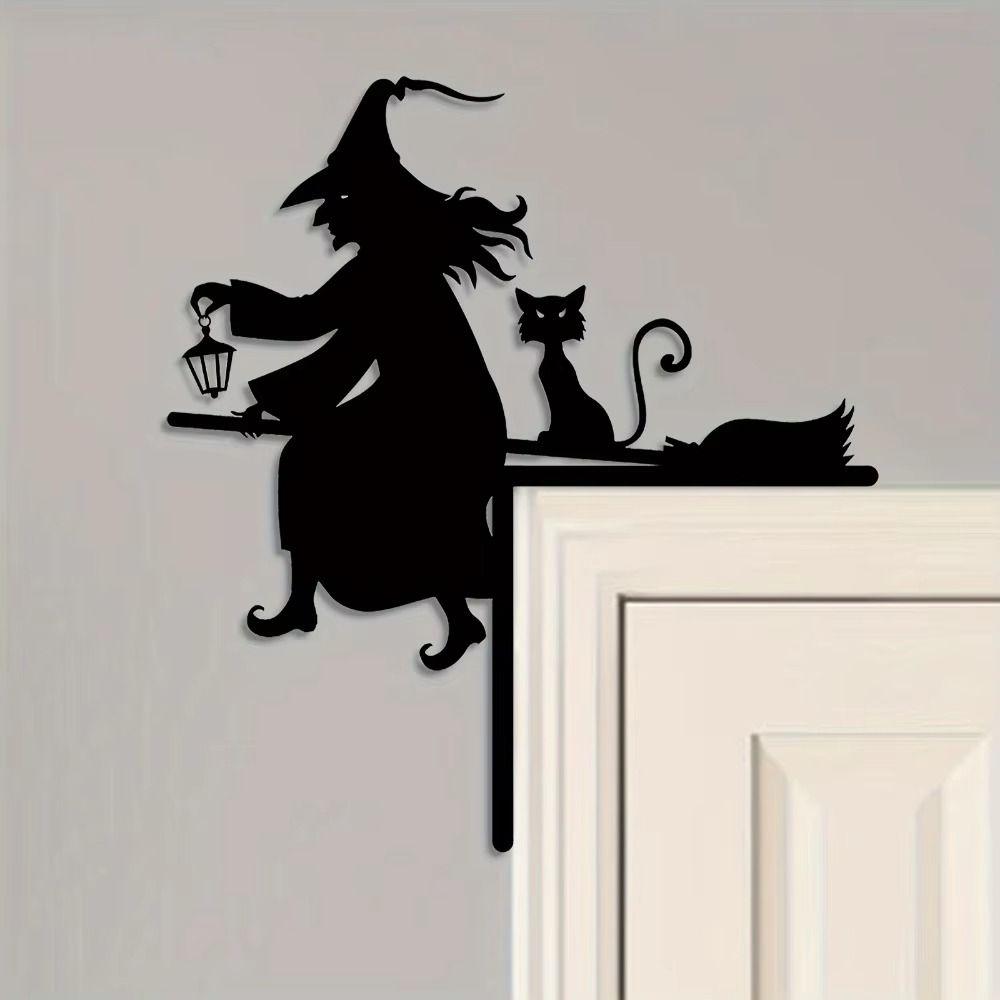 Black Halloween Witch Pumpkin Door Corner Witch Shaped Halloween Home Decor Outdoor Yard