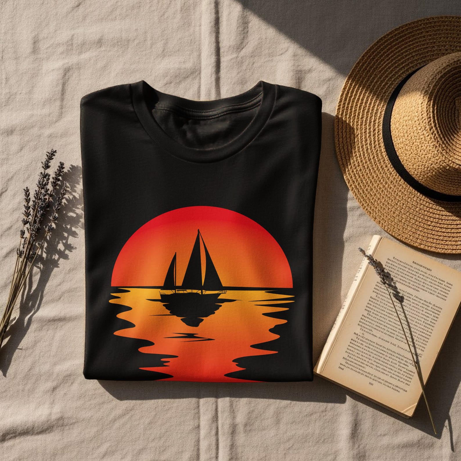 Sailing at sunset, sailboat gift for sailors, captain s t-shirt S