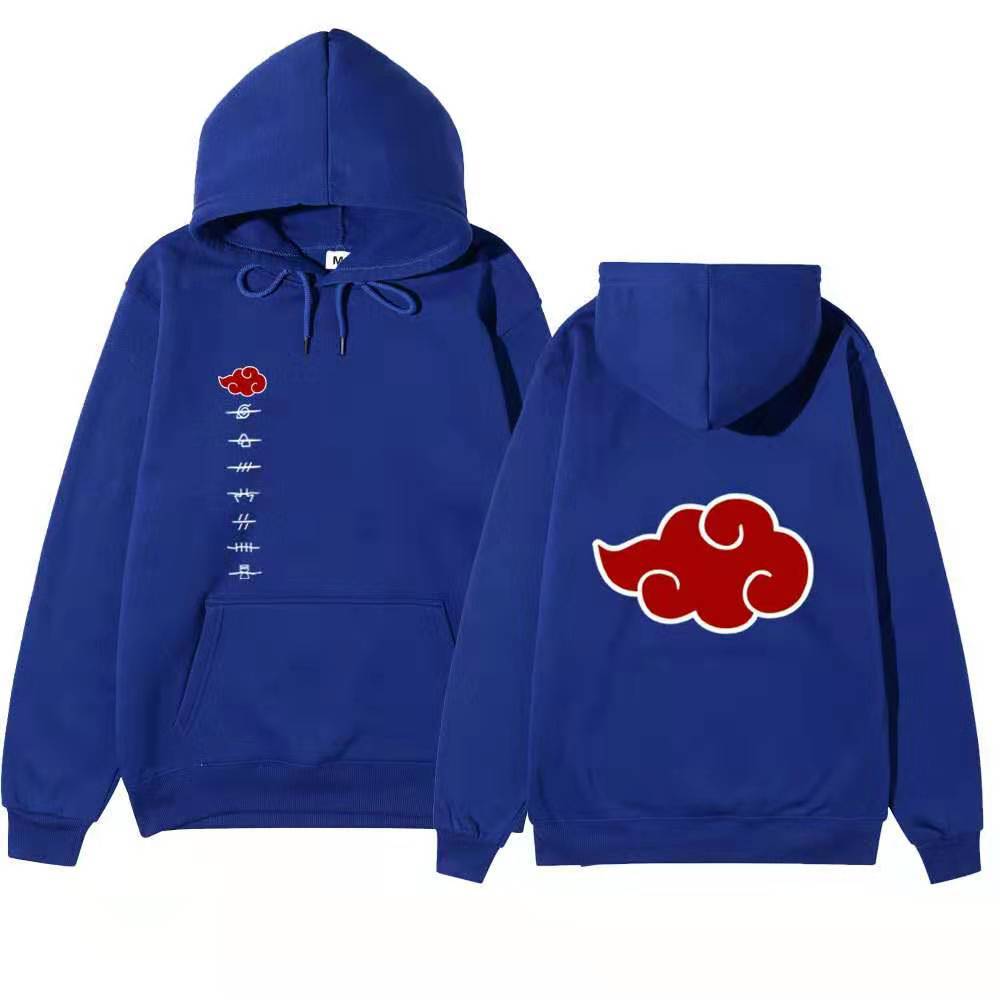 Unisex Naruto Akatsuki Hoodie, Double Side Red Cloud Symbol Print Anime Pullover Long Sleeve Hooded Sweatshirt