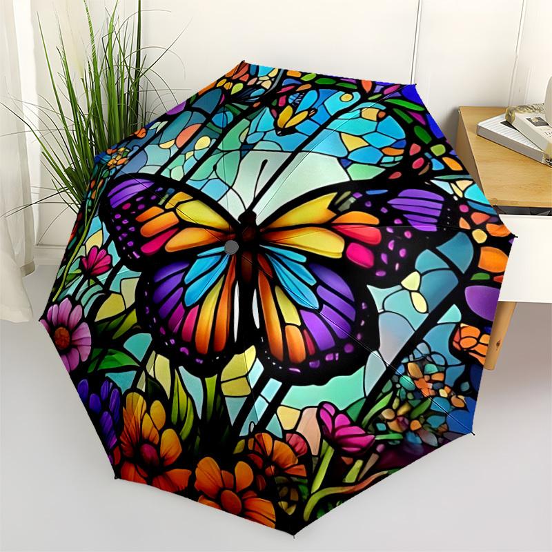 1pc Butterfly Garden Automatic Open/Close Umbrella Compact Folding Umbrella, All-Season Portable Umbrella for Women/Men F1124249