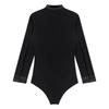 Men's Latin Dance Leotard - Glittery Rhinestones V Neck Long Sleeve Satin Patchwork Bodysuit for Performance