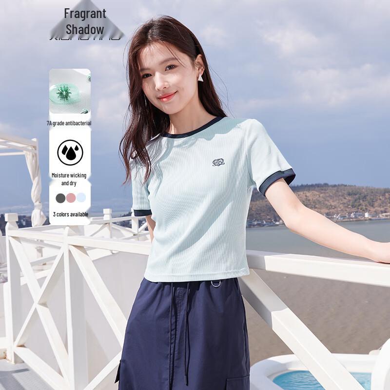 Xiangying Women s 7A Antibacterial Cotton Round Neck T-shirt L