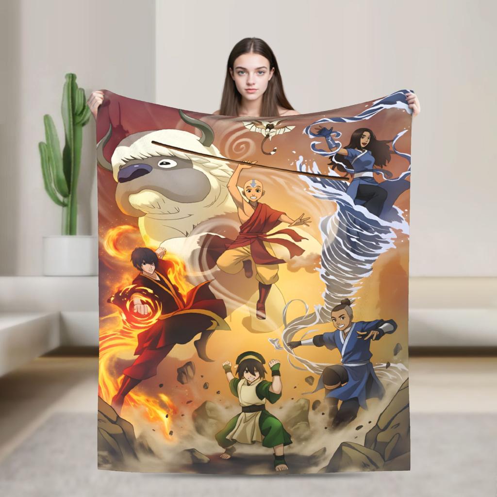 Anime Avatare Avatar - Der Herr der Elemente Plüschdecke Kinder Flanell Überwurfdecke für Sofa Sessel Super Warm Qualität Bettüberwurf