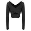 Womens Long Sleeve Yoga Top With Built-in Bra Support Cross Back Fitness Workout Shirt Winter