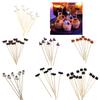 100Pcs Pumpkin Cocktail Sticks Natural Bamboo Toothpicks with Decoration 12cm Cocktail Picks for