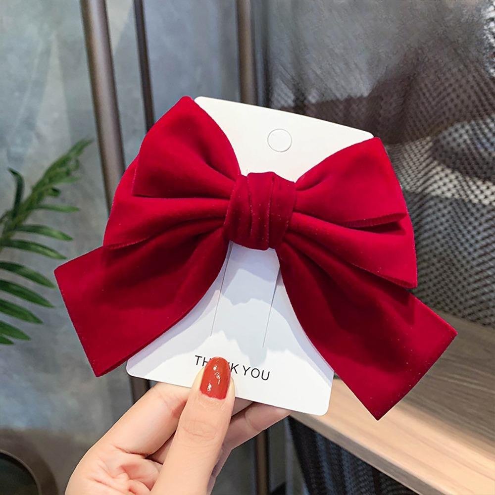 Headwear Red Bow Hair Clips Jewelry Tassels Pearl Barrettes Ribbon Hairpin  Hair Styling Accessory