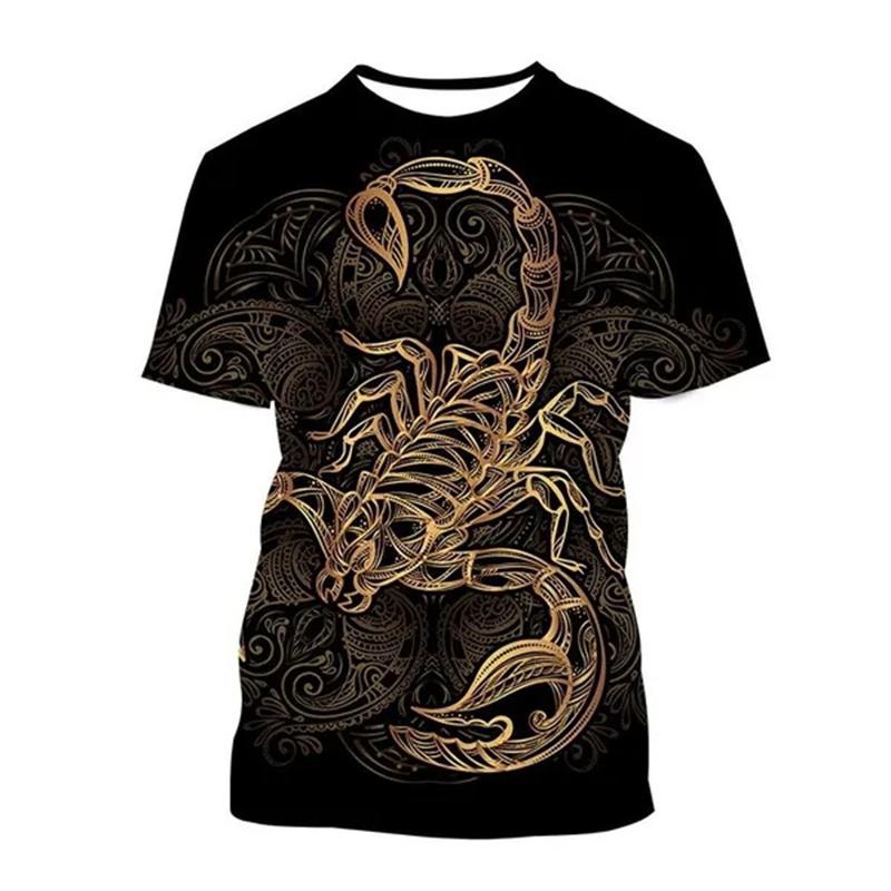 New summer Scorpion 3D printed T-shirt for men and women, animal fashion, round neck short sleeved, oversized Harajuku T-shirt