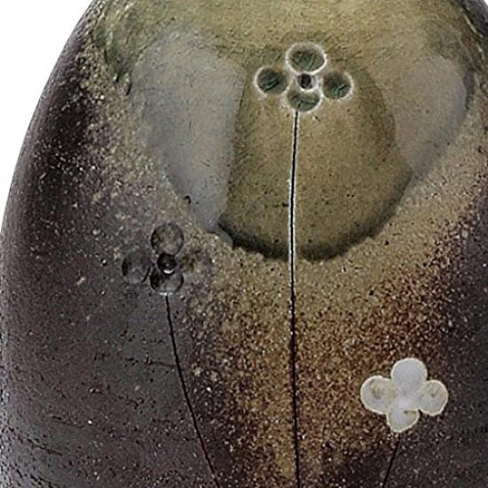 Shigaraki ware Hechomon Vidro flower vase, large, green, cart, pottery, MR-1-2518