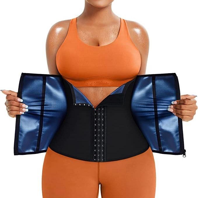Girdle Fitness Yoga da Donna Tre File di Fibbia Cerniera Cintura Addominale Sudorazione Abbondante Modellante Vita Rientranza Pancia Cintura Sportiva