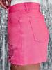 Hot Pink Ripped Denim Shorts with Rhinestones