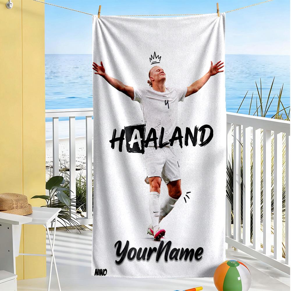 Haaland Customized Name Beach Towel Super Soft & Absorbent Perfect for Traveling Yoga Camping and Swimming