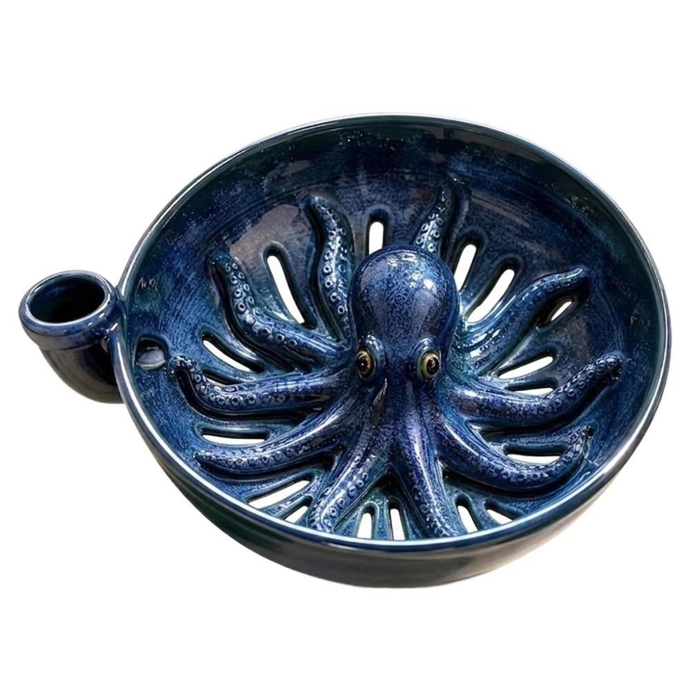 Octopus Automatic Berry Rinse Bowl Drainage Holes Resin Berry Spinner Colander Self Spinning 360° Vortex Fruit Washer Bowl