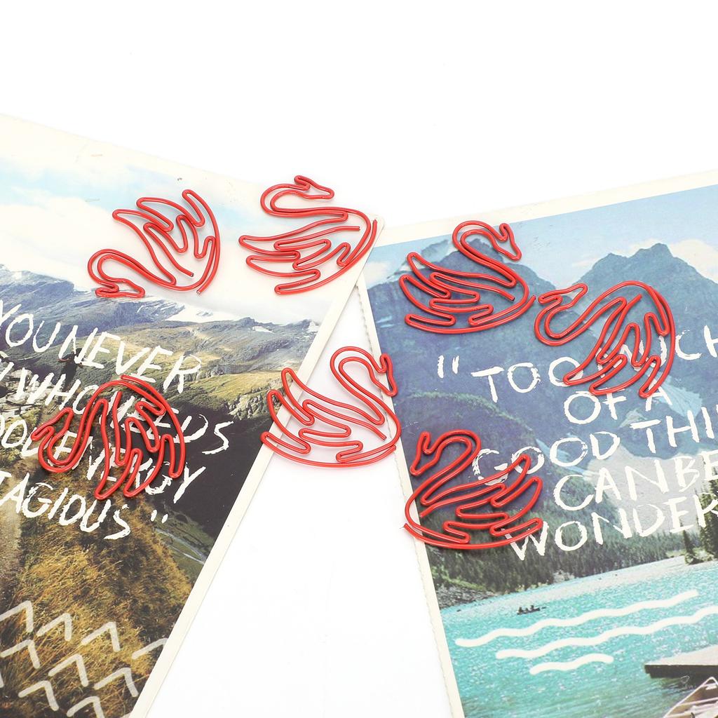 20Pcs Clipe de papel de desenho animado em forma de cisne Criatividade Metal Modelagem Decoração Artesanato Suprimentos Vermelho