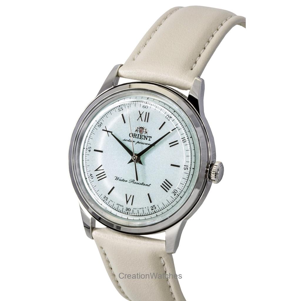Orient Bambino Leather Strap Pale Green Dial Solar RA-WK0002E Men's Watch