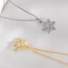 Elegante Schneeflocken-Anhänger-Halskette, vergoldet – Glatte & Glänzende Schlüsselbein-Kette