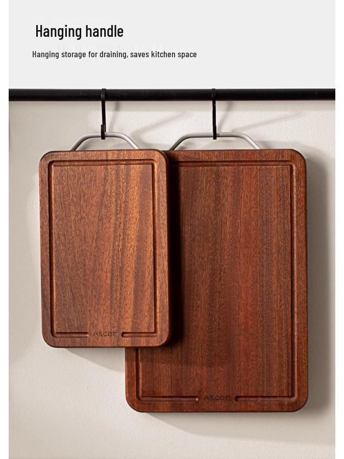 Mildew-Proof Wenge Wood Double-Sided Cutting Board - Food-Grade Solid Wood Chopping Board for Kitchen