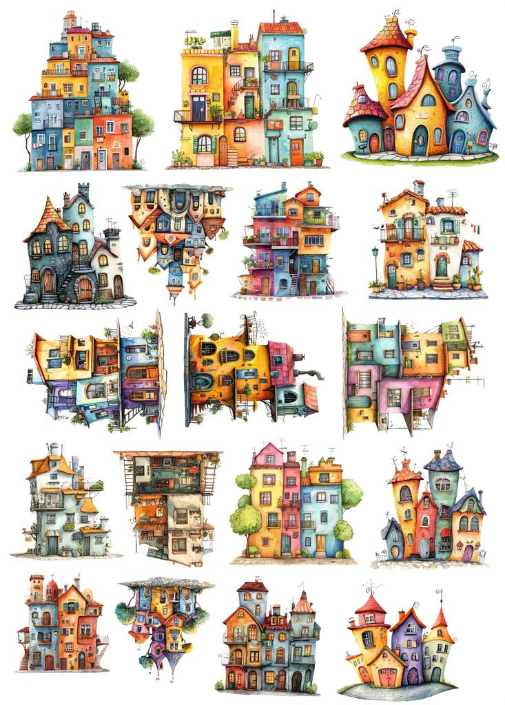 18/36pcs Creative Self-made Colorful Fairy Tale Town Scrapbooking Stickers/decorative /DIY Craft Photo Albums Planner Stickers