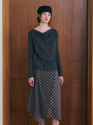 LENINA Grace Draped T-Shirt_Navy