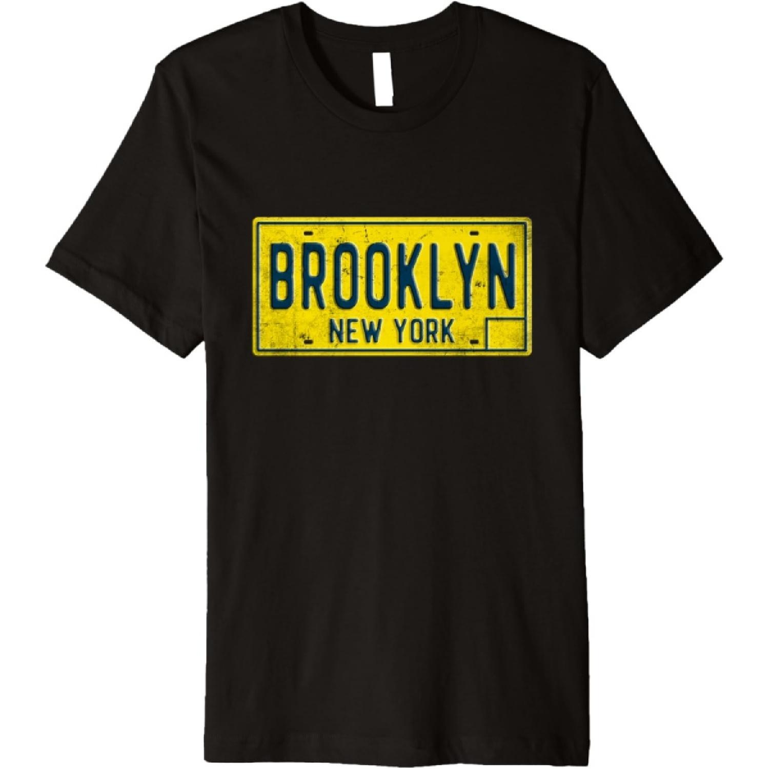 Brooklyn Old NY New York Retro Distressed License Plate Premium T-Shirt S чёрный