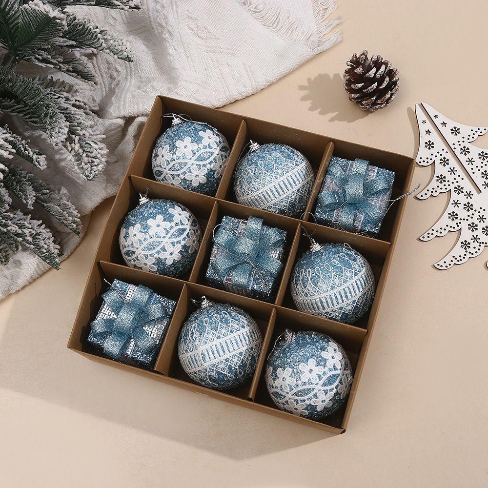 9pcs Shatterproof Foam Christmas Ball Pendant 8cm Xmas Tree Ornaments  Holiday Festival Decor